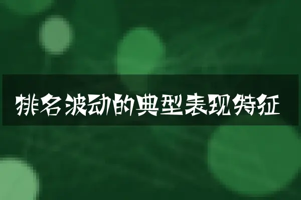 排名波动的典型表现特征