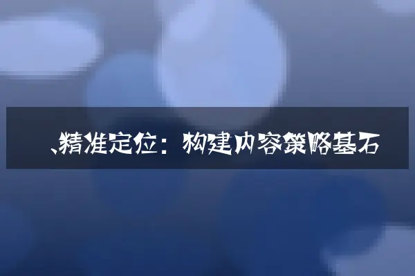一、精准定位：构建内容策略基石