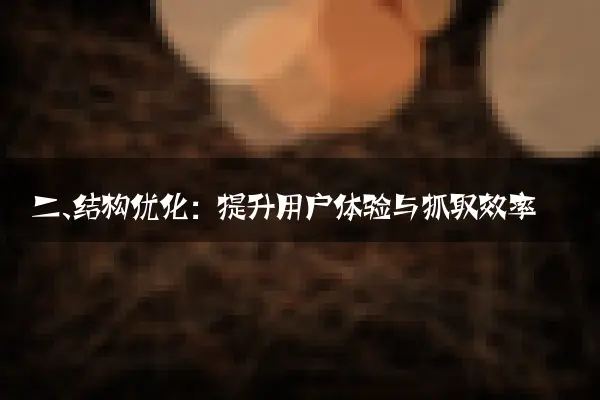 二、结构优化：提升用户体验与抓取效率